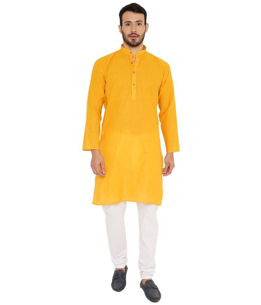     			Maharaja - Yellow Cotton Regular Fit Men's Kurta Pyjama Set ( Pack of 1 )