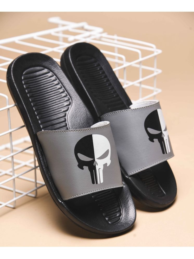     			PERY PAO Grey Men's Slide Flip Flop