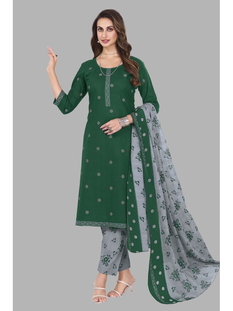     			SIMMU Cotton Printed Kurti With Pants Women's Stitched Salwar Suit - Green ( Pack of 1 )