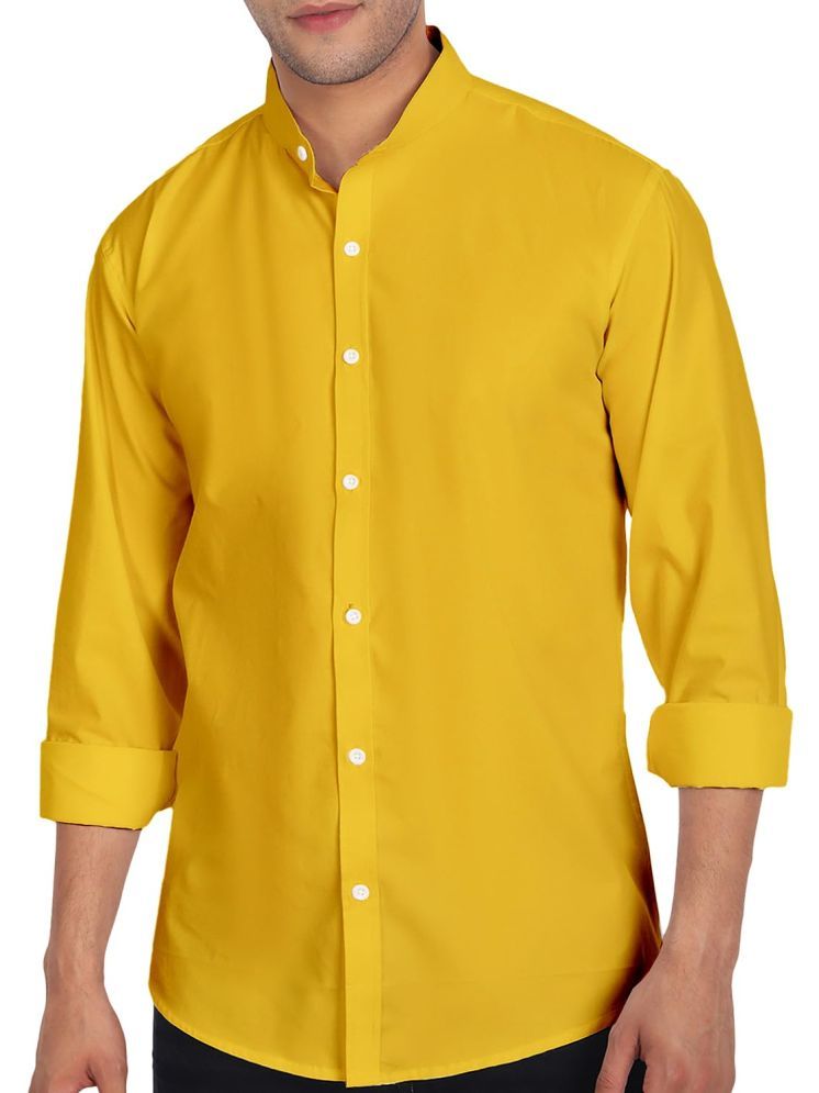     			UNI VIBE Cotton Blend Slim Fit Solids Full Sleeves Men's Casual Shirt - Yellow ( Pack of 1 )