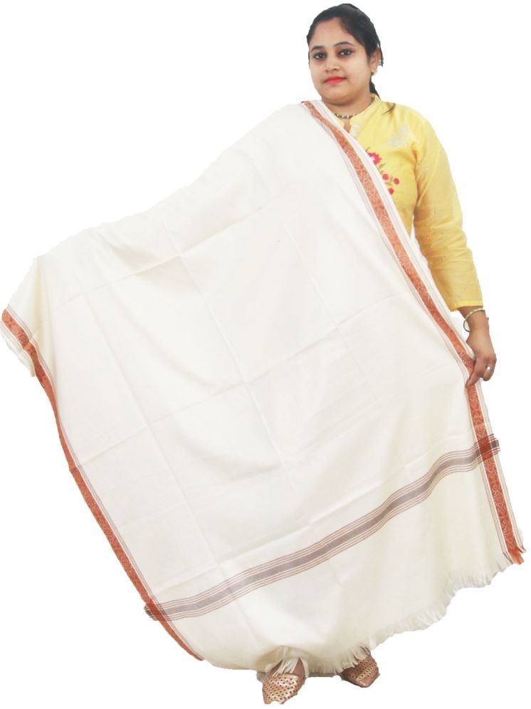     			Vrinde White Solid Shawl - ( Pack of 1 )