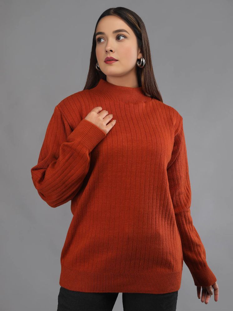     			tysort Woollen High Neck Women's Pullovers - Rust ( Single )