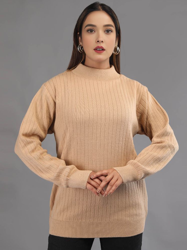     			tysort Woollen High Neck Women's Pullovers - Beige ( Single )