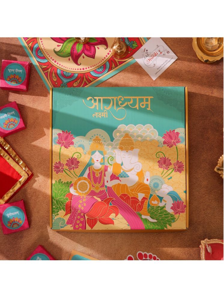     			Aaradhyam Lakshmi Diwali Puja Set 15 items Aarti book, Diya, Rangoli, Gods Image Paper, Polyester  (1 Pieces, Multicolor)