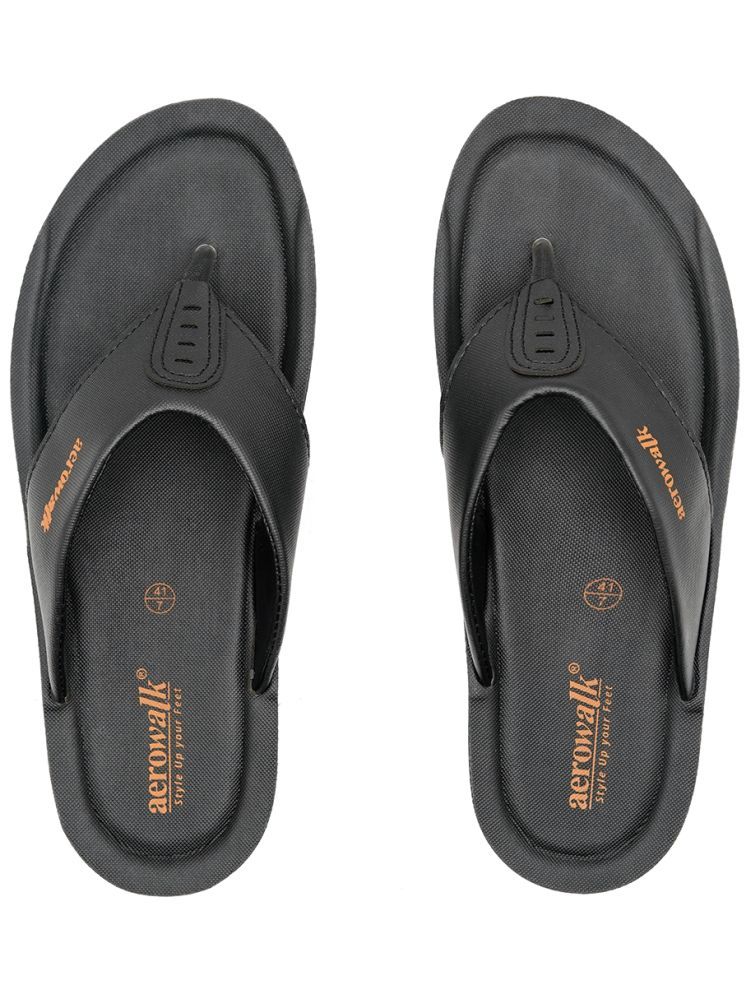     			Aerowalk Black Men's Leather Slipper