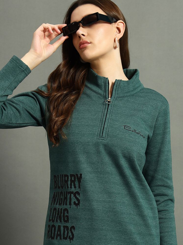     			BELLAFINO Fleece Women's Non Hooded Sweatshirt ( Green )