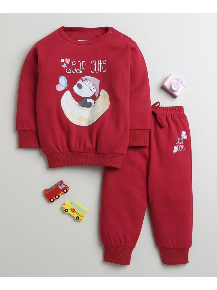     			BUMZEE Pack of 1 Baby Girls Cotton Sweatshirt & Jogger Set ( Maroon )