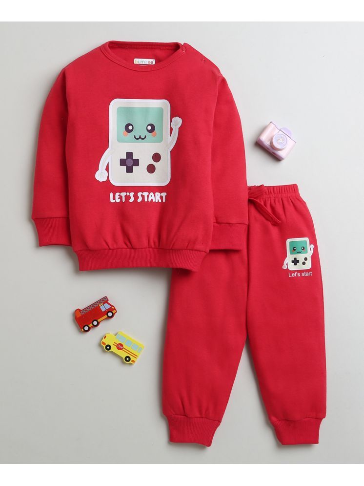     			BUMZEE Pack of 1 Baby Boys Cotton Sweatshirt & Jogger Set ( Red )