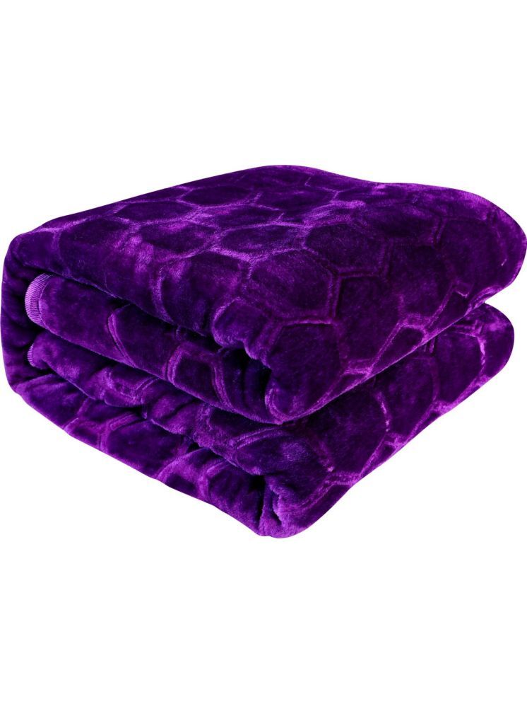     			FuzzyNest Mink Floral Single Bed Blanket ( 215 cm x 160 cm ) - Purple ( Pack of 1 )