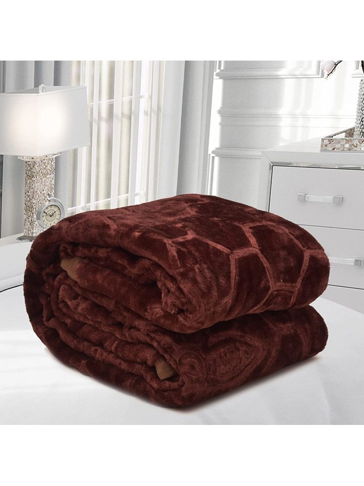     			FuzzyNest Polyester Floral Double Bed Blanket ( 229 cm x 229 cm ) - Brown ( Pack of 1 )