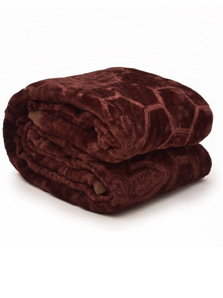     			FuzzyNest Polyester Geometric Double Bed Blanket ( 215 cm x 152 cm ) - Brown ( Pack of 1 )