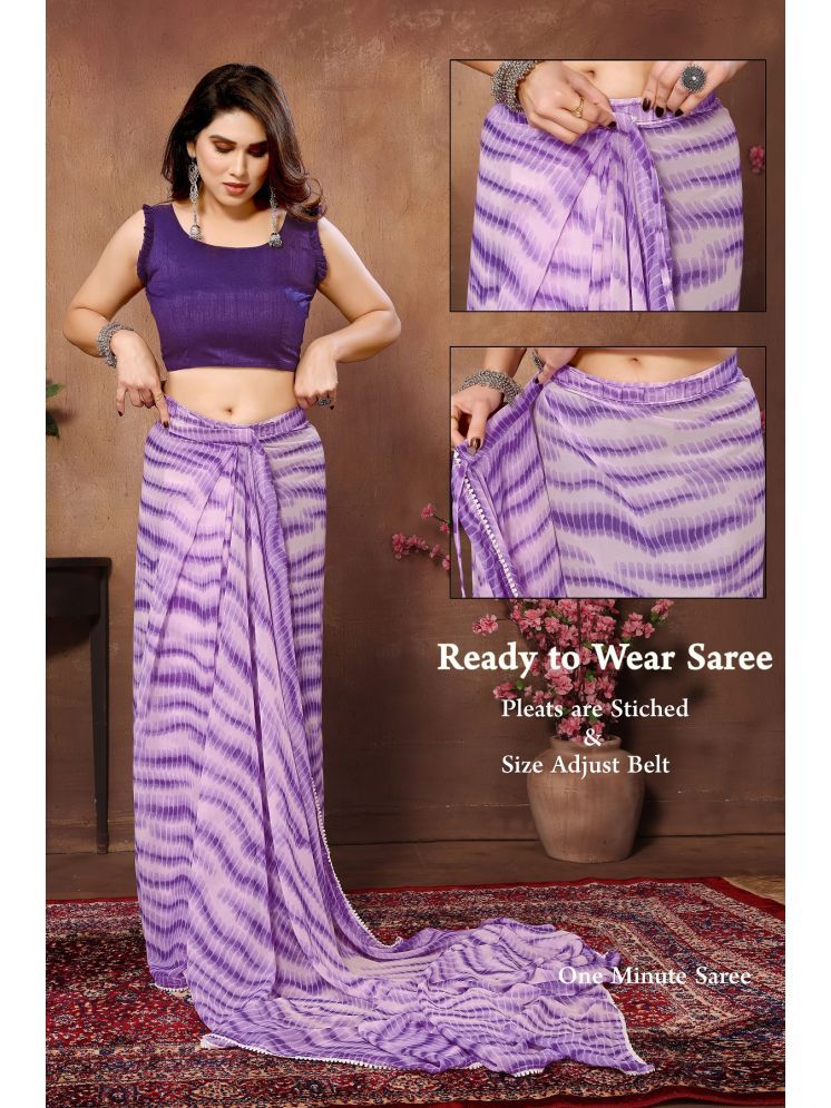     			Gazal Fashions Georgette Printed Saree With Blouse Piece ( Purple , Pack of 1 )