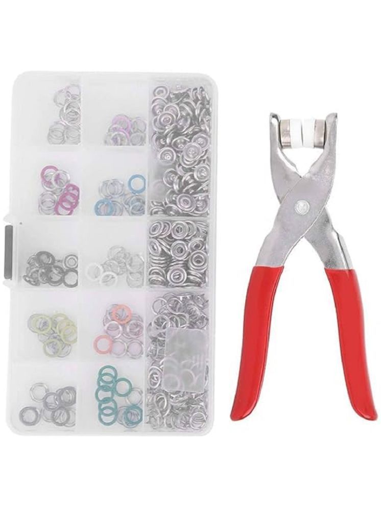     			RAMDEV ENTERPRISE 100pc Silver Button Thickened Snap Fasteners Kit Metal Copper Five Claw Buckle Set with Hand Pressure Pliers Tool Set for Clothing Sewing and Crafting(Colour Button)