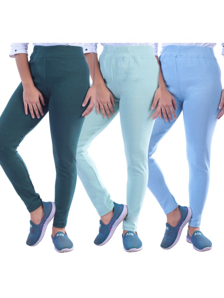     			KARARO JEGGINGS - Cotton Blend Skinny Fit Mint Green Women's Jeggings ( Pack of 3 )