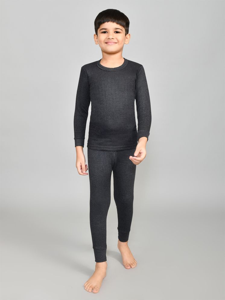     			LUX PARKER Pack of 1 Boys Cotton Blend Thermal Top & bottom Set ( Black )