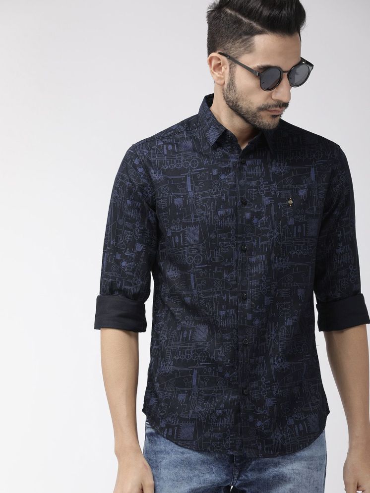     			The Indian Garage Co Men Black Slim Fit Printed Casual Shirt