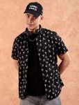 The Indian Garage Co. 100% Cotton Slim Fit Printed Half Sleeves Men's Casual Shirt - Black ( Pack of 1 )