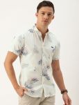 The Indian Garage Co. 100% Cotton Slim Fit Printed Half Sleeves Men's Casual Shirt - White ( Pack of 1 )