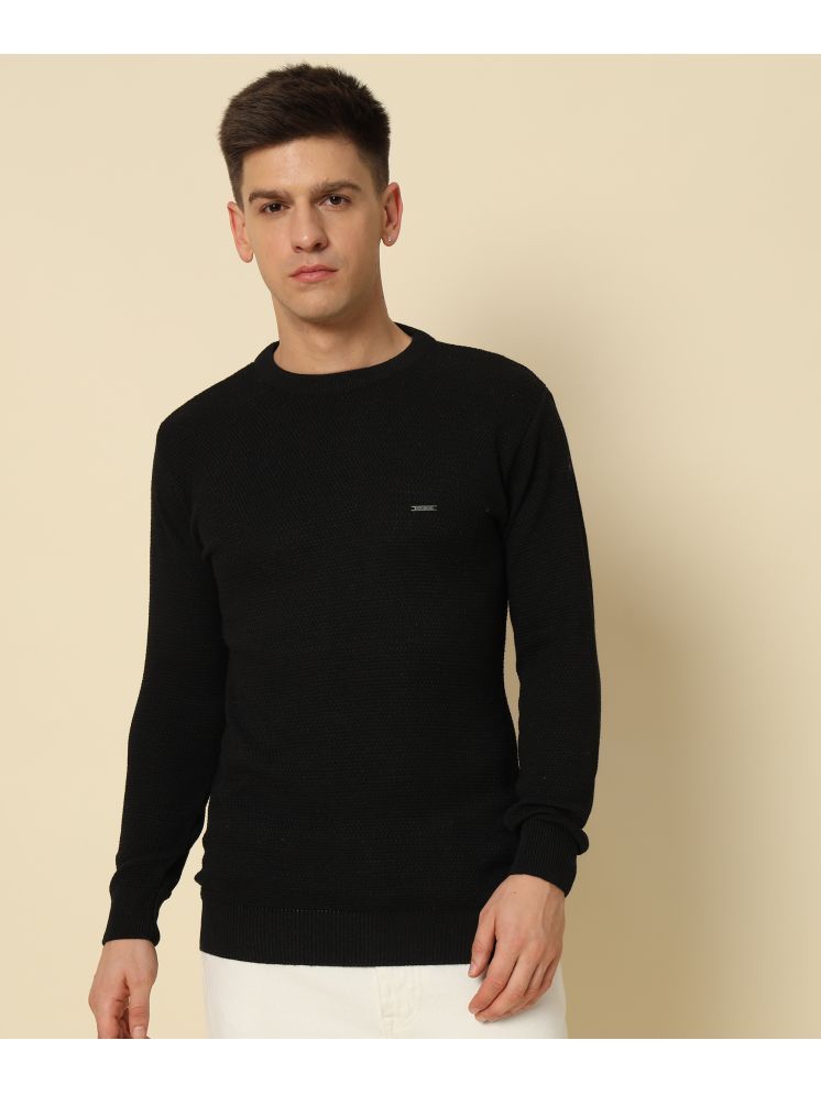     			HELL BOUND Woollen Round Neck Men's Full Sleeves Pullover Sweater - Black ( Pack of 1 )