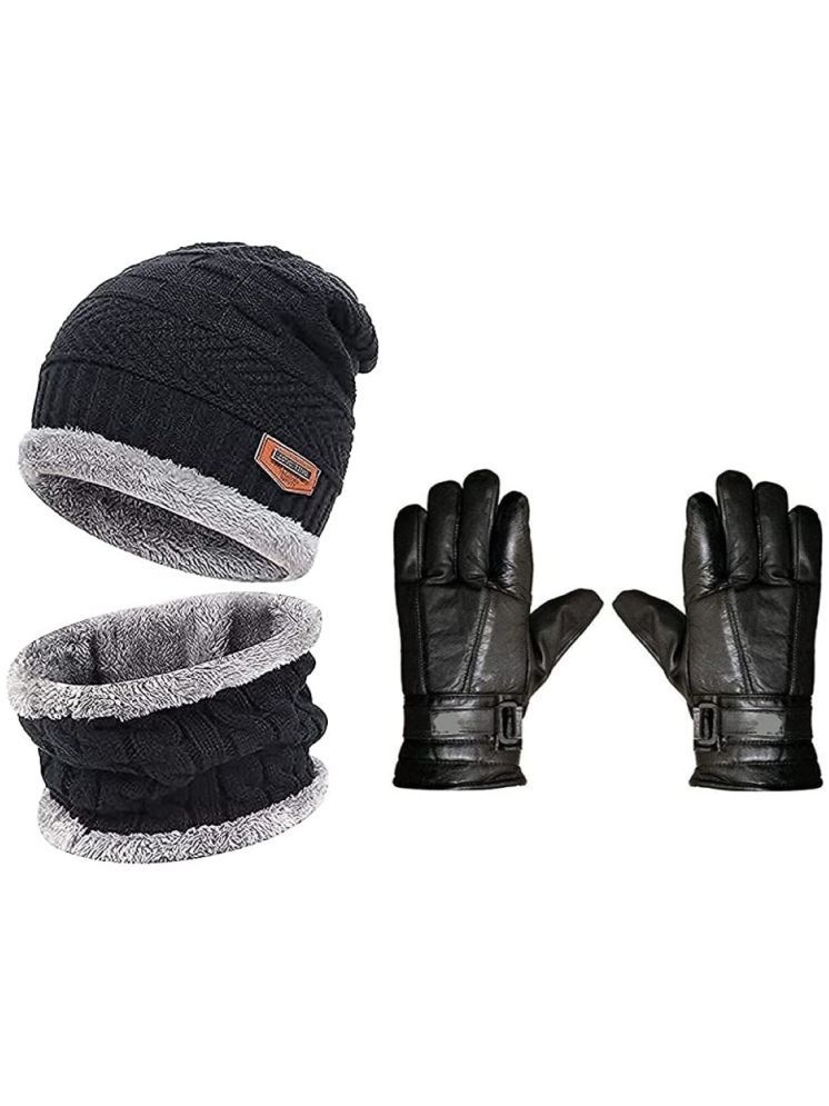     			Infispace Pack of 2 Woollen Men's Cap ( Black )