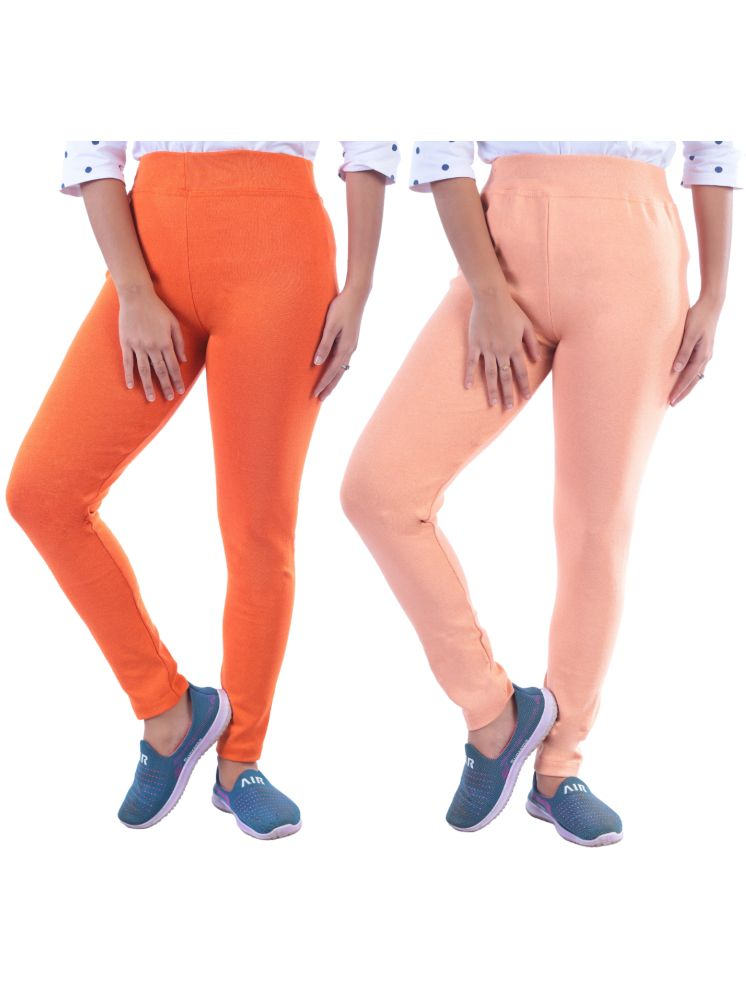     			KARARO JEGGINGS - Cotton Blend Skinny Fit Orange Women's Jeggings ( Pack of 2 )