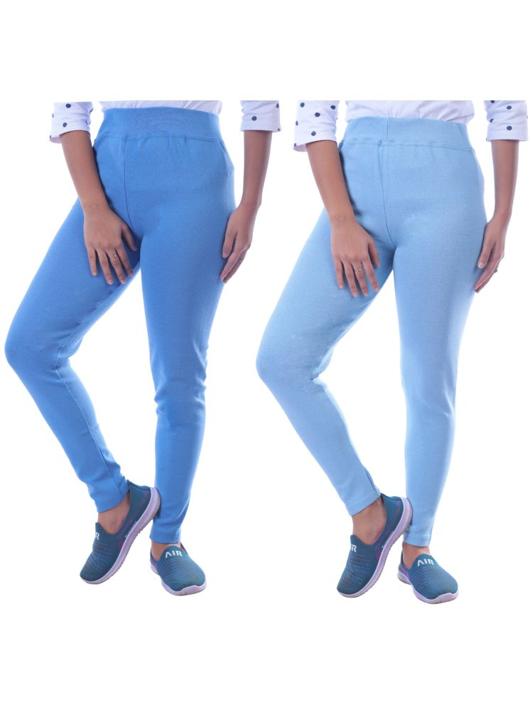     			KARARO JEGGINGS - Cotton Blend Skinny Fit Light Blue Women's Jeggings ( Pack of 2 )