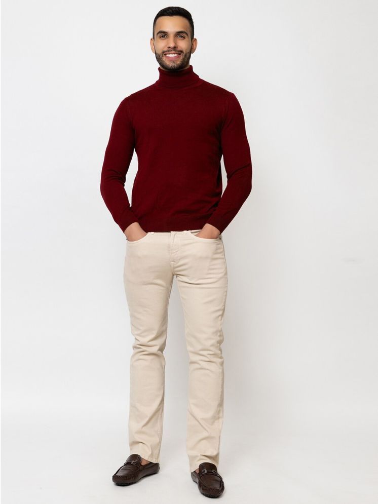     			Merriment Woollen High Neck Men's Full Sleeves Pullover Sweater - Maroon ( Pack of 1 )