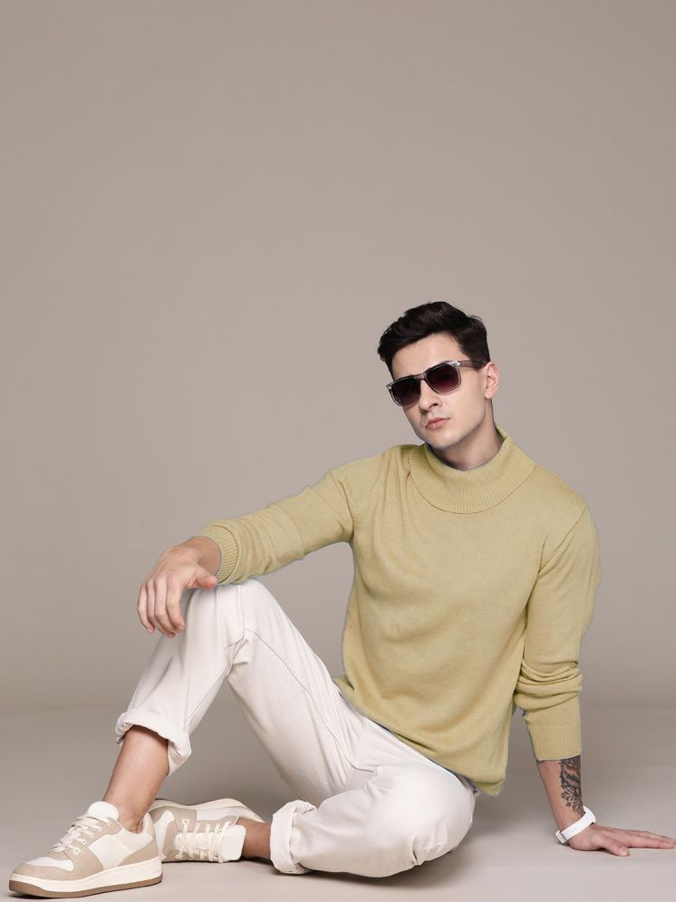     			Merriment Woollen High Neck Men's Full Sleeves Pullover Sweater - Beige ( Pack of 1 )