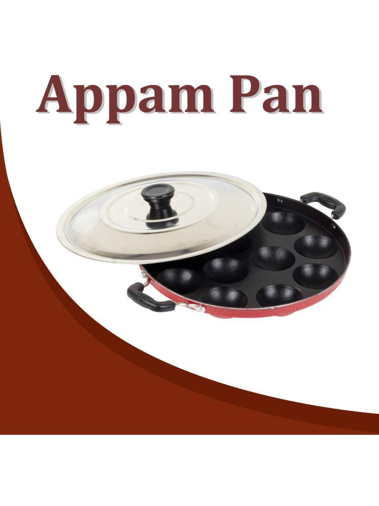     			Mumma's Life Non-Stick Aluminium Appam Patra Heavy Bottom with Steel Lid mm Thickness 22 cm Diameter 0.5 Ltr