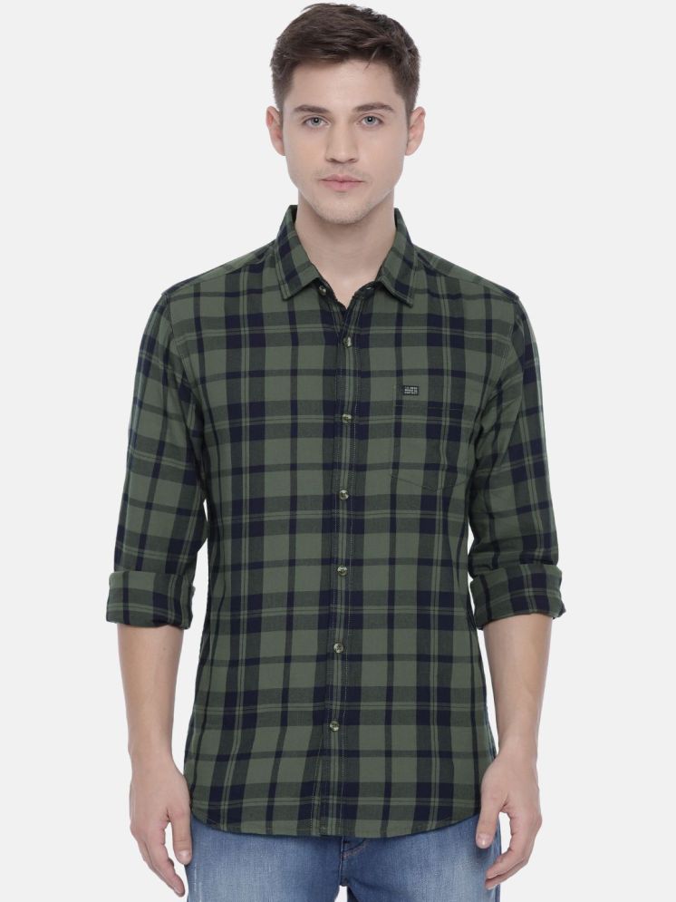     			The Indian Garage Co. 100% Cotton Slim Fit Checks Full Sleeves Men's Casual Shirt - Olive ( Pack of 1 )