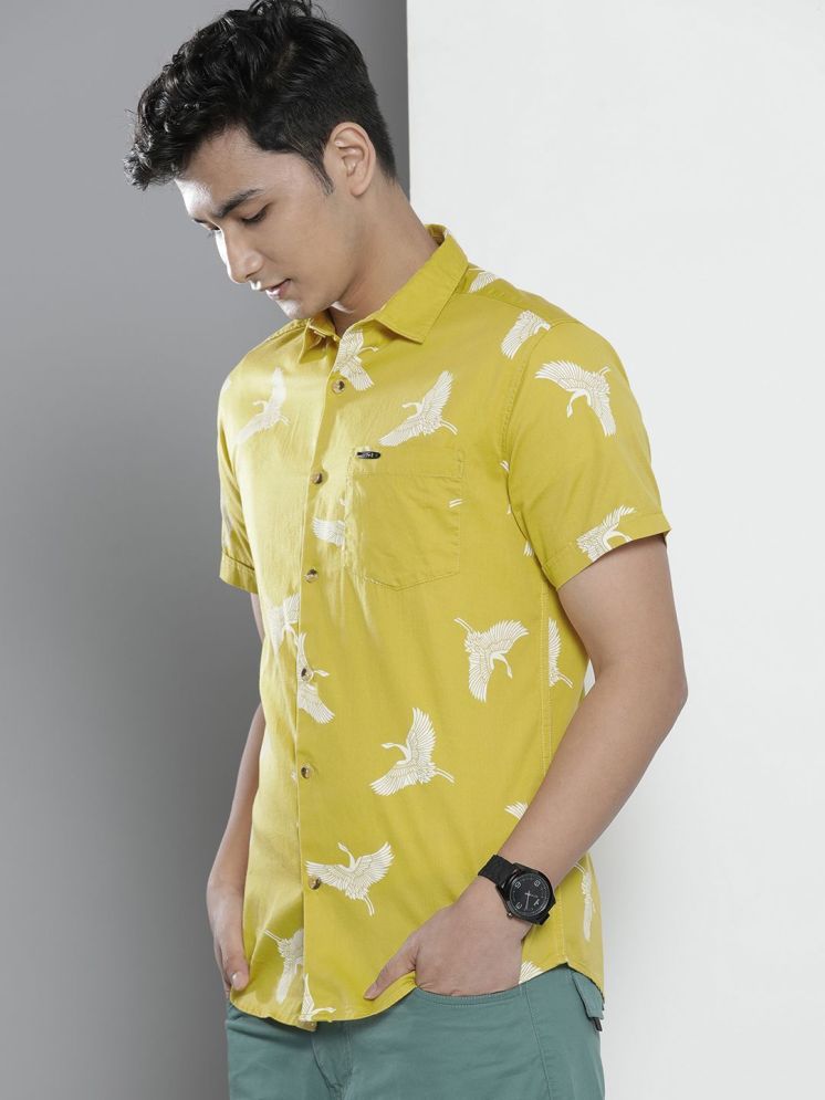     			The Indian Garage Co. 100% Cotton Slim Fit Printed Half Sleeves Men's Casual Shirt - Yellow ( Pack of 1 )