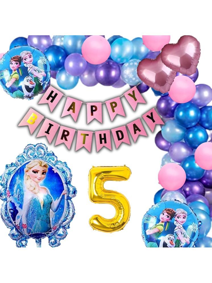     			Urban Classic Frozen  (5th Birthday)Happy Birthday Decoration theme pack of 60 pcs for boys and girls.(Red-Blue)