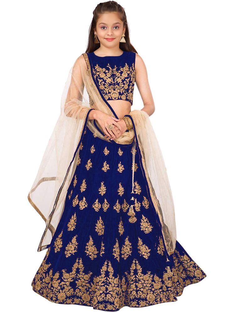     			kedar fab Silk Lehenga Choli Set For Girls ( Pack of 1 , Navy )