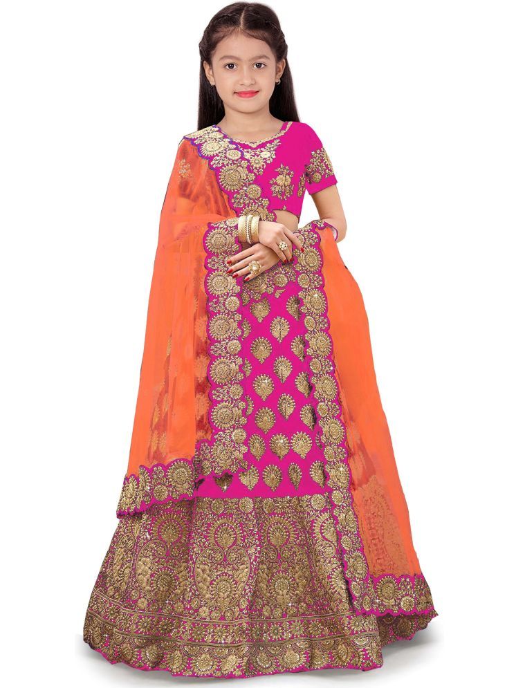     			kedar fab Silk Lehenga Choli Set For Girls ( Pack of 1 , Pink )