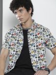 The Indian Garage Co Men White Graphic Printed Casual Shirt