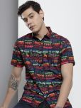 The Indian Garage Co Men Black & Pink Printed Casual Shirt