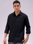 The Indian Garage Co. Polyester Regular Fit Solids Full Sleeves Men's Casual Shirt - Black ( Pack of 1 )