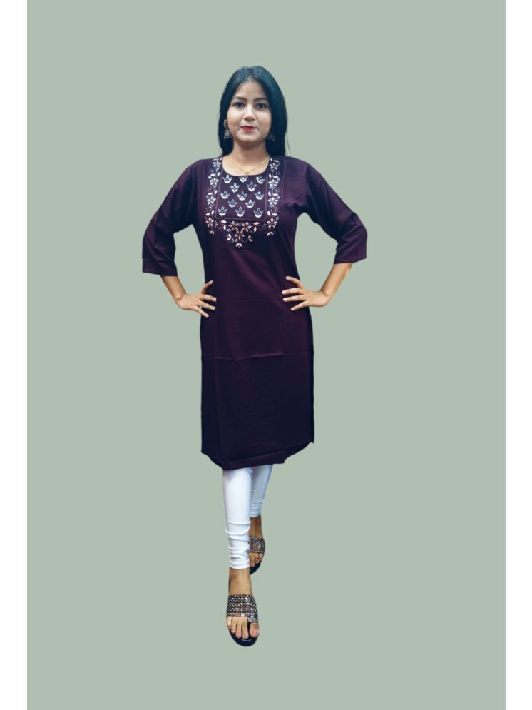     			AYUKTI FASHION Pack of 1 Cotton Self Design Straight Women's Kurti - ( Purple )