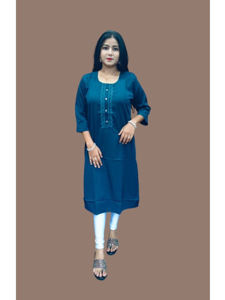     			AYUKTI FASHION Pack of 1 Cotton Self Design Straight Women's Kurti - ( Turquoise )