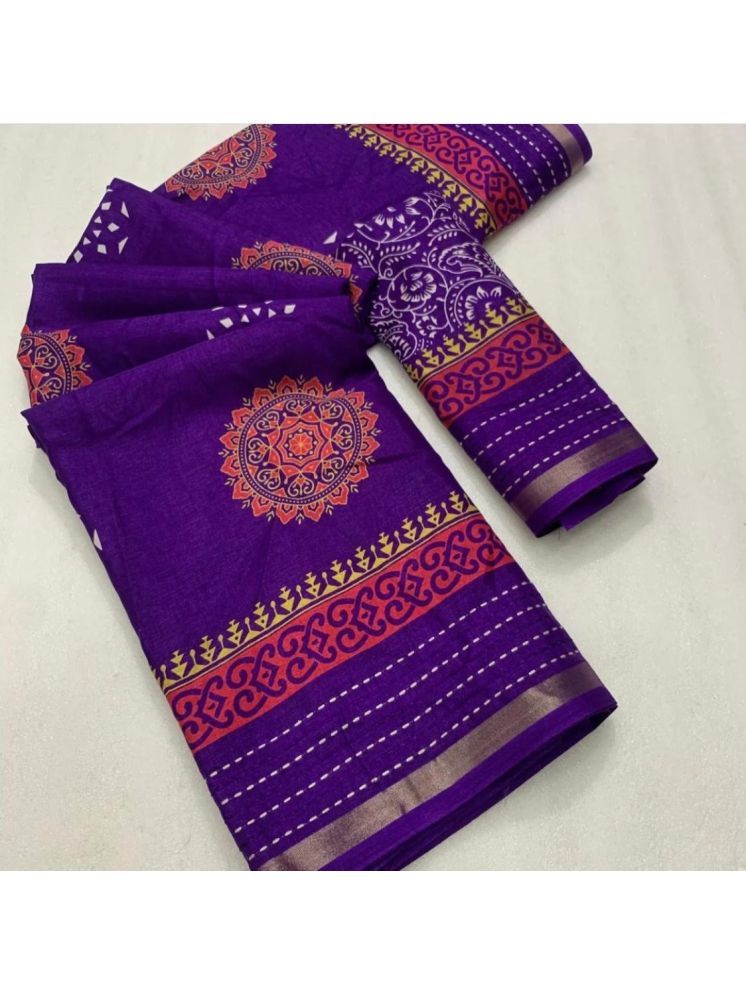     			Bhuwal Fashion Pack of 1 Art Silk Printed Saree With Blouse Piece ( Purple )