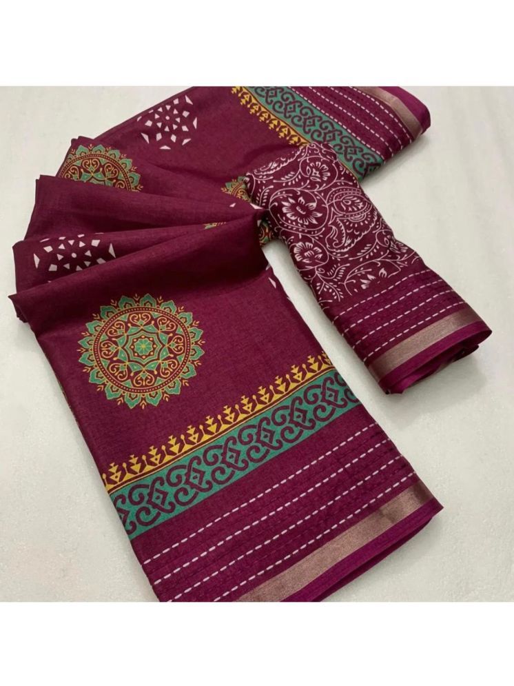     			Bhuwal Fashion Pack of 1 Art Silk Printed Saree With Blouse Piece ( Magenta )