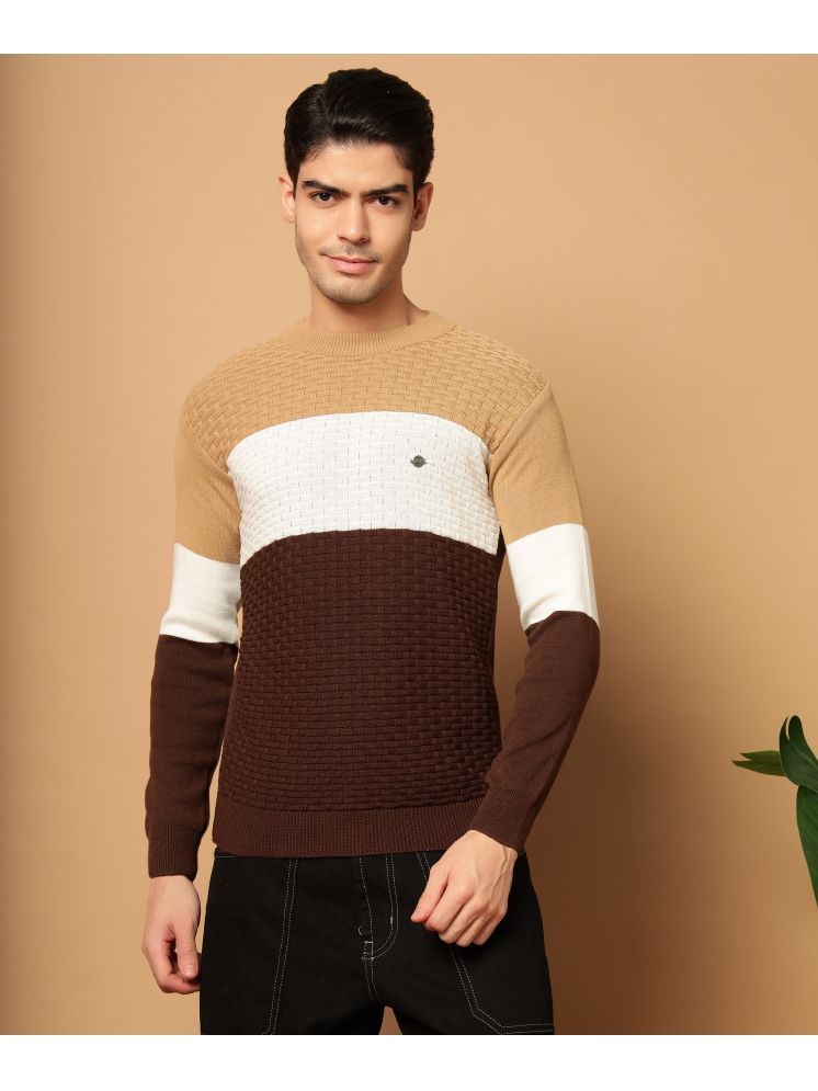     			HELL BOUND Woollen Round Neck Men's Full Sleeves Pullover Sweater - Brown ( Pack of 1 )