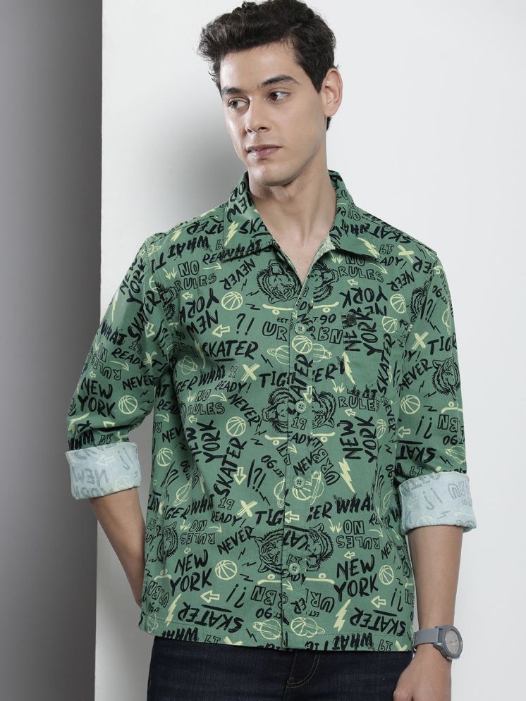     			The Indian Garage Co. 100% Cotton Regular Fit Printed Full Sleeves Men's Casual Shirt - Green ( Pack of 1 )