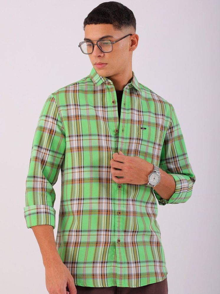     			The Indian Garage Co Men Spread Collar Tartan Checks Checked Cotton Slim Fit Casual Shirt