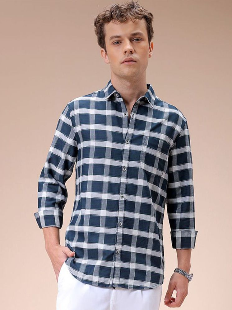     			The Indian Garage Co Men Spread Collar Checked Cotton Slim Fit Casual Shirt