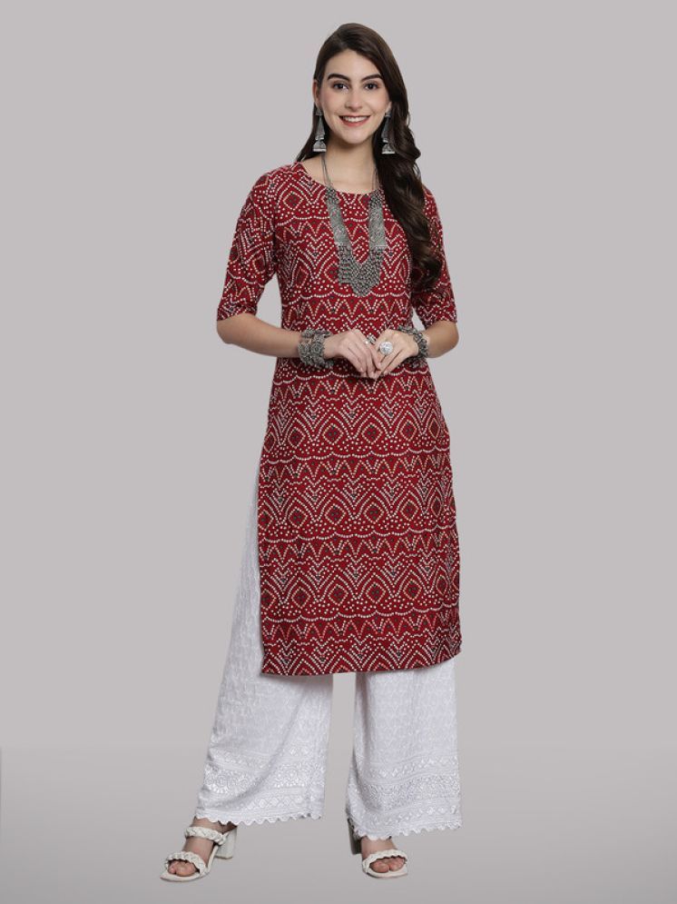     			1 Stop Fashion Pack of 1 Crepe Printed Nayra Women's Kurti - ( Maroon )