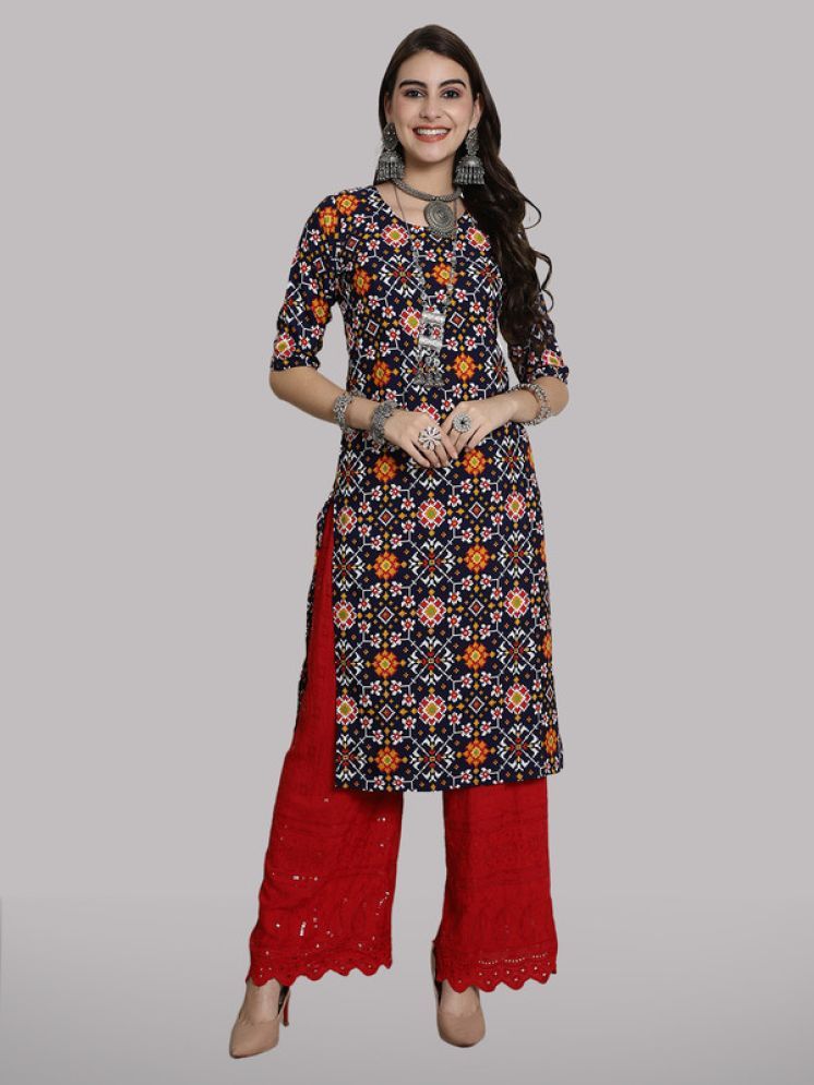     			1 Stop Fashion Pack of 1 Crepe Printed Straight Women's Kurti - ( Multicolor1 )