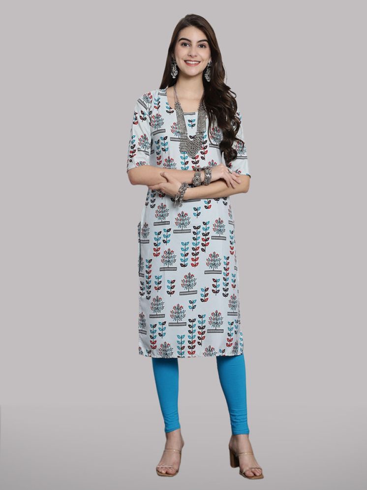     			1 Stop Fashion Pack of 1 Crepe Printed Straight Women's Kurti - ( Grey Melange )