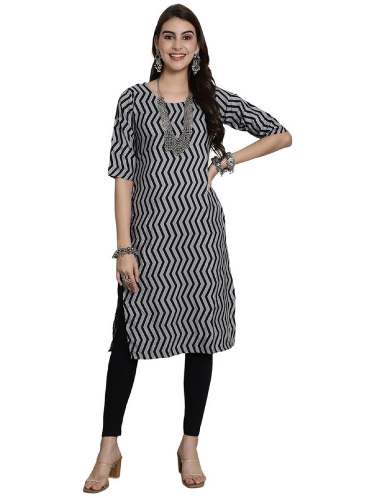     			1 Stop Fashion Pack of 1 Crepe Printed Straight Women's Kurti - ( Black )