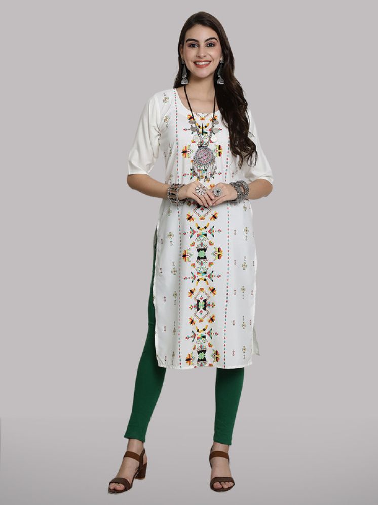     			1 Stop Fashion Pack of 1 Crepe Printed Straight Women's Kurti - ( White )